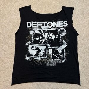 Deftones Band Shirt Mens Medium Black Diamond Eyes Tour 2010 Cutoff Sleeveless
